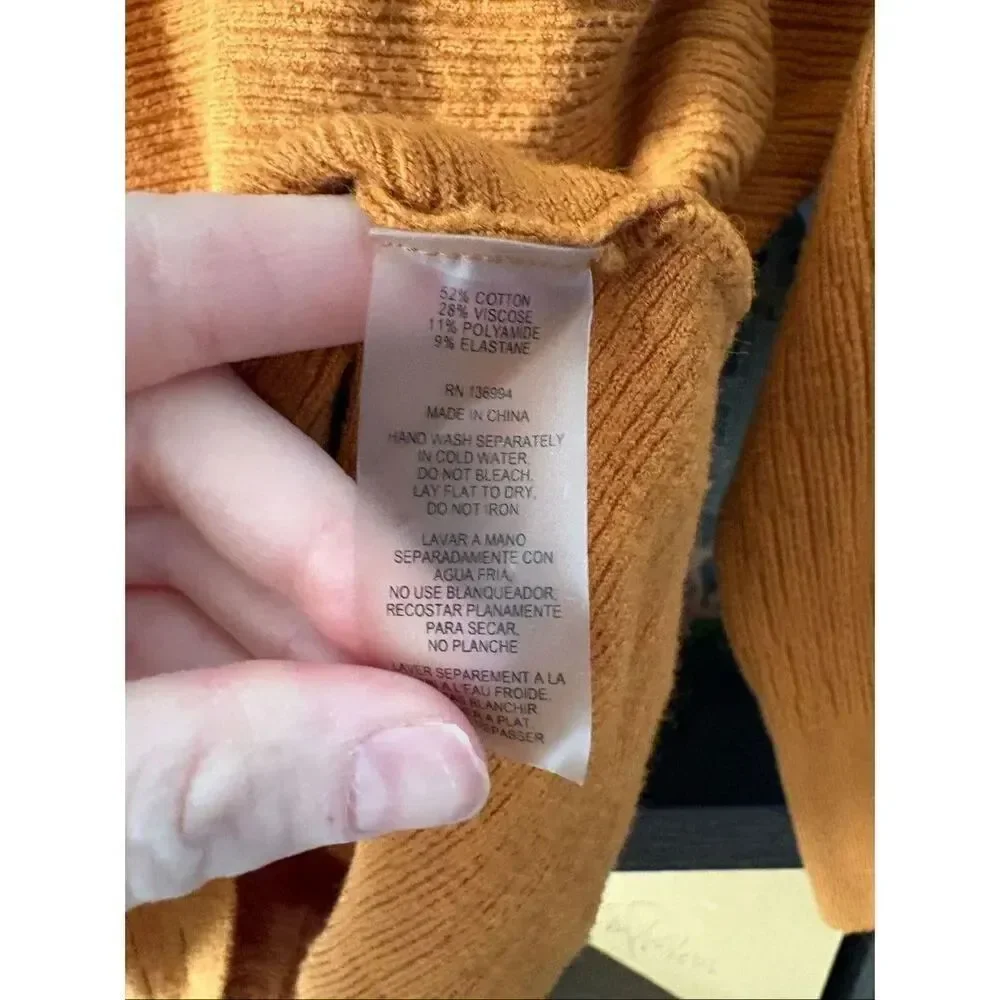 Vila Milano Burnt Orange Horizontal Ribbed Dolman Sleeve Sweater Size Small